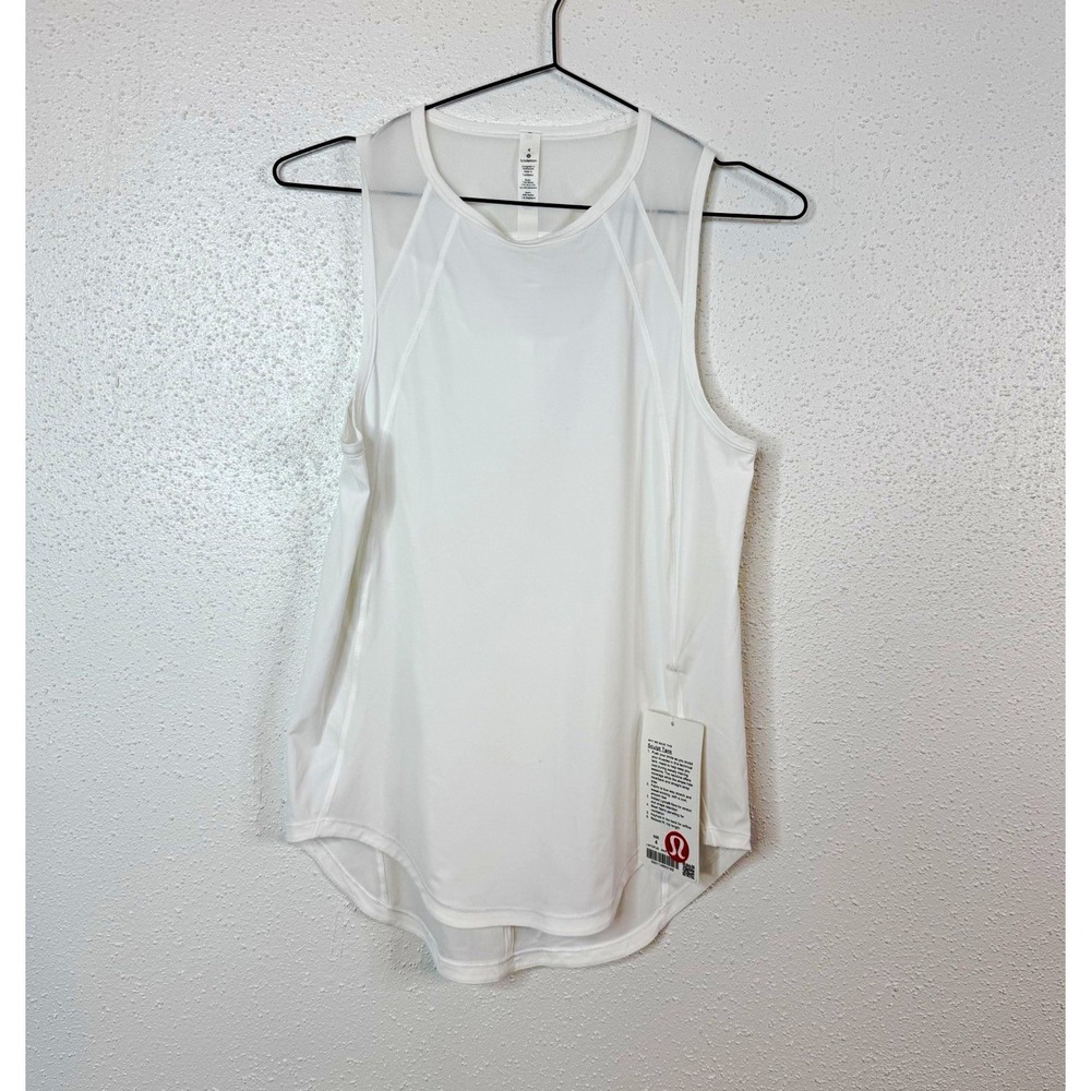 lululemon Sculpt Tank Women's White Size 4 Stretch Mesh Crew Neck Gym Top